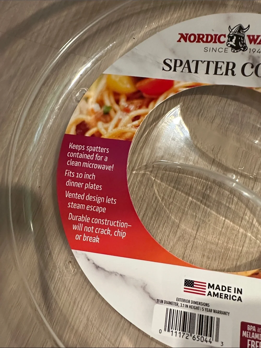 NordicWare Microwave Splatter Cover 11-inch Opaque White Made in the USA NEW